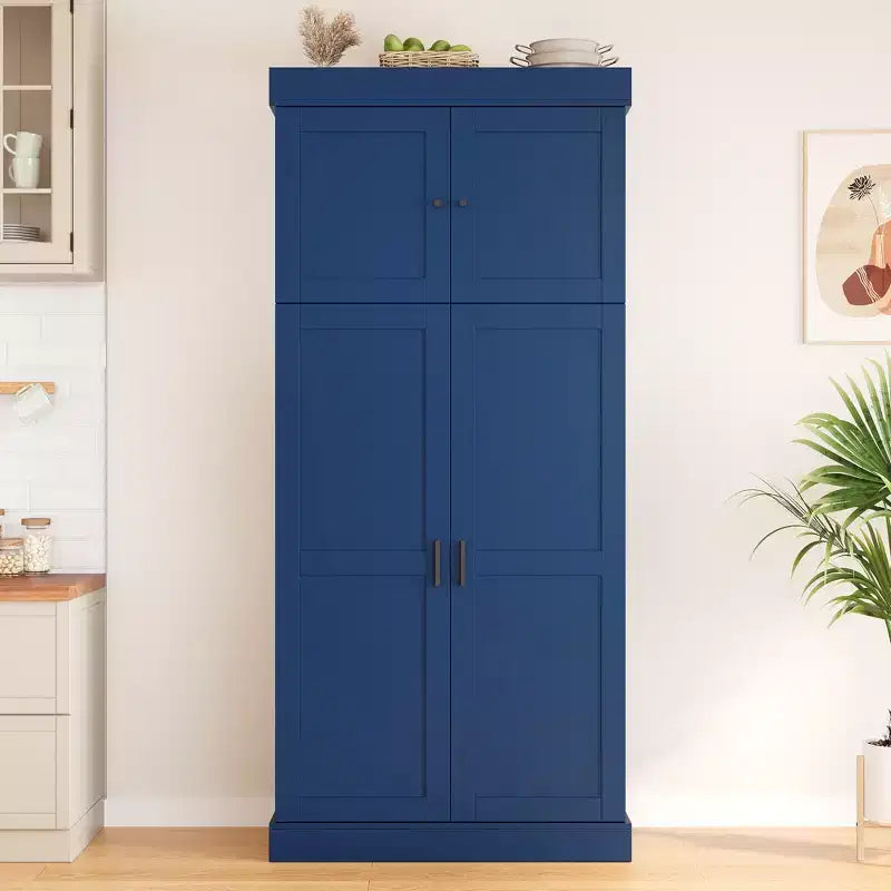 Dispensa da cucina indipendente 77H, armadio contenitore in stile rustico con ripiani regolabili, ripiani sulla porta, cassetti e portabottiglie - ModernLuxe