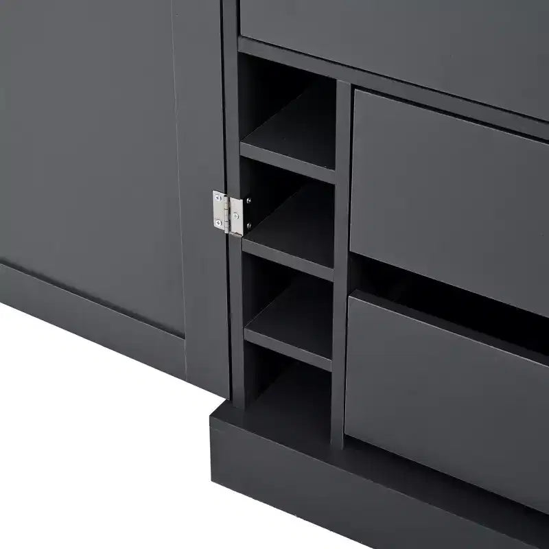 Dispensa da cucina indipendente 77H, armadio contenitore in stile rustico con ripiani regolabili, ripiani sulla porta, cassetti e portabottiglie - ModernLuxe