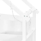 Struttura letto a casetta a grandezza naturale con cassetti, letto a piattaforma a casetta con luci LED, mensole e cassetti portaoggetti, divano letto in legno con tetto e sponda