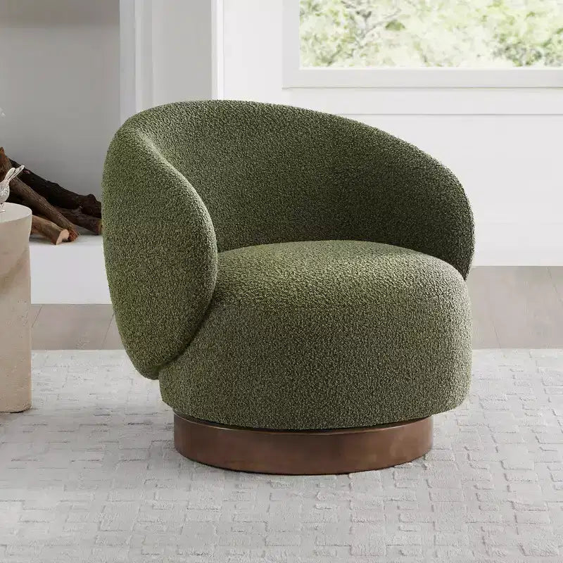Poltrona a botte girevole imbottita Spruce&Spring con base in legno