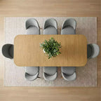Set da pranzo 9 pezzi per 8 persone, tavolo allungabile con base a cavalletto e sedie imbottite con gambe in legno massello-Panipeachy