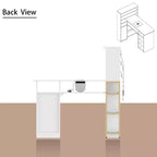 Tavolo Unghie Bianco con Aspiratore Integrato, Vetrina in Vetro Temperato, Maniglie Dorate, Postazione Salone Unghie, Tavolo Trucco