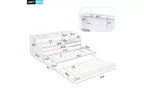 Whisen Twin XL Daybed in Legno con 2 Letti Estraibili, 3 Vani portaoggetti, 1 Luce Gratuita e USB per la Ricarica