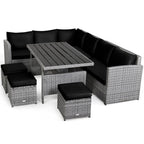 Costway Set da pranzo da 7 pezzi in rattan per esterni Divano componibile ottomano - Vedi dettagli