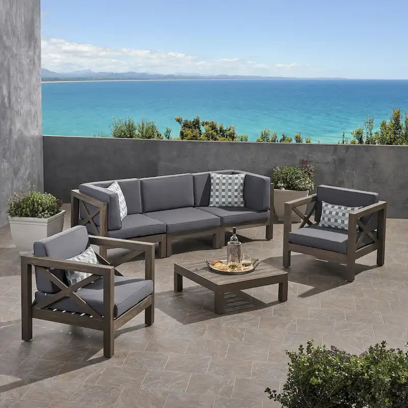 Set da conversazione Brava Outdoor a 6 pezzi in legno di acacia di Christopher Knight Home