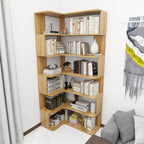 Libreria ad angolo in legno multistrato con 6 ripiani