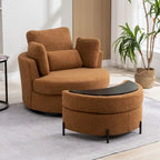 Poltrona girevole imbottita 42.3W con 4 cuscini e pouf contenitore a mezzaluna