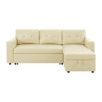 Divano componibile convertibile reversibile con letto estraibile, chaise longue con contenitore nascosto e gambe durevoli