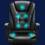 Sedia da ufficio girevole ergonomica in pelle nera con poggiapiedi
