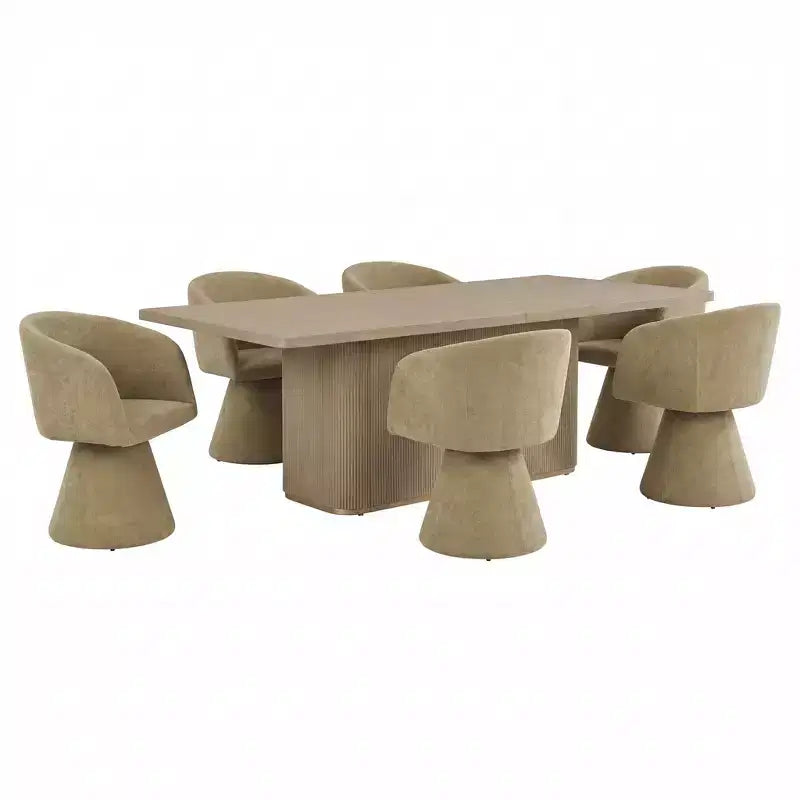 Christopher Knight Home Yodsak Set da Pranzo Moderno a 7 Pezzi in Legno e Metallo con Sedie Girevoli a 180