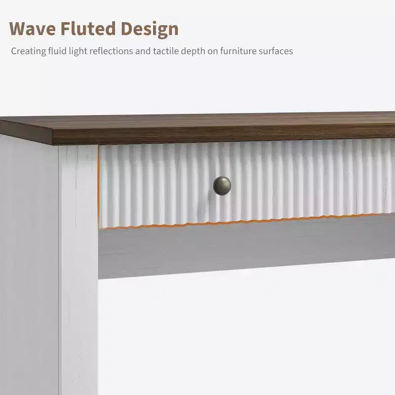 Contenitore scanalato per scrivania da ufficio, scrivania direzionale moderna da 54" con stazione di ricarica, scrivania in legno per computer con cassetti classificatori per studio