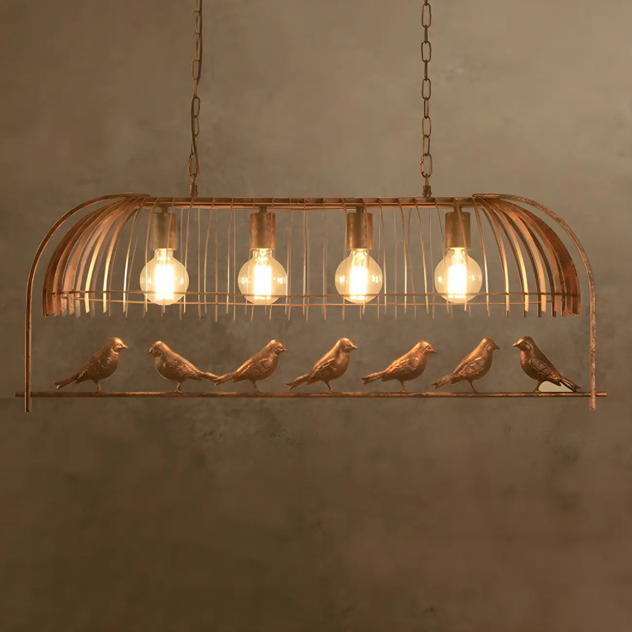 Lampadario a sospensione da cucina a isola, in metallo industriale, con gabbia