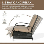 Poltrona Reclinabile Regolabile da Esterno con Cuscino - 38 (P) x 26.5 (L) x 38.5 (A) POLLICI