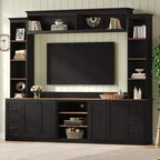 ModernLuxe Mobile TV da Parete 4 in 1 per Stile Rustico, Adatto a TV Fino a 70 Pollici, Consolle Multimediale con Ripiani Regolabili e Cassetti