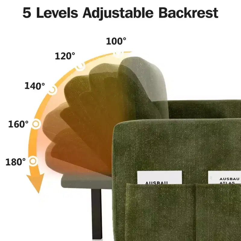 Divano Letto Estraibile 2 in 1 con Chaise Longue Contenitore, Divano Componibile in Ciniglia con Porte USB per Soggiorno