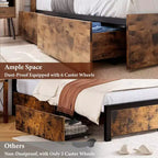 Struttura Letto Matrimoniale con Testiera Contenitore, Struttura Letto in Legno con 4 Cassetti, Libreria Contenitore e Letto a Piattaforma King Size con Robusto Supporto in Metallo