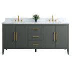 Mobile lavabo doppio Vanity Art 72 per bagno con piano in marmo composito