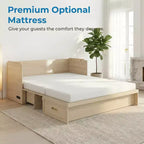 Mjkone Letto a Scomparsa Convertibile Matrimoniale Queen Size con Ricarica USB, Cassetti Contenitori, Materasso Escluso
