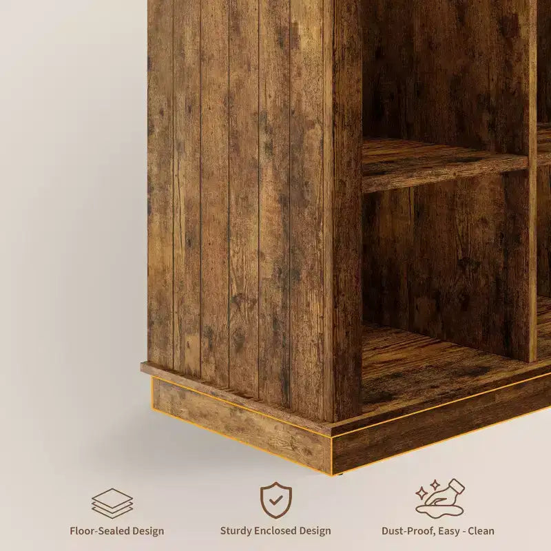 Libreria organizer a 8 cubi, libreria orizzontale rustica, libreria in legno da 62 pollici per ingresso, librerie lunghe e basse per soggiorno