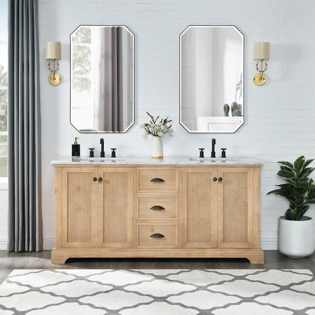 Mobile bagno Hervas con top in marmo naturale senza specchio