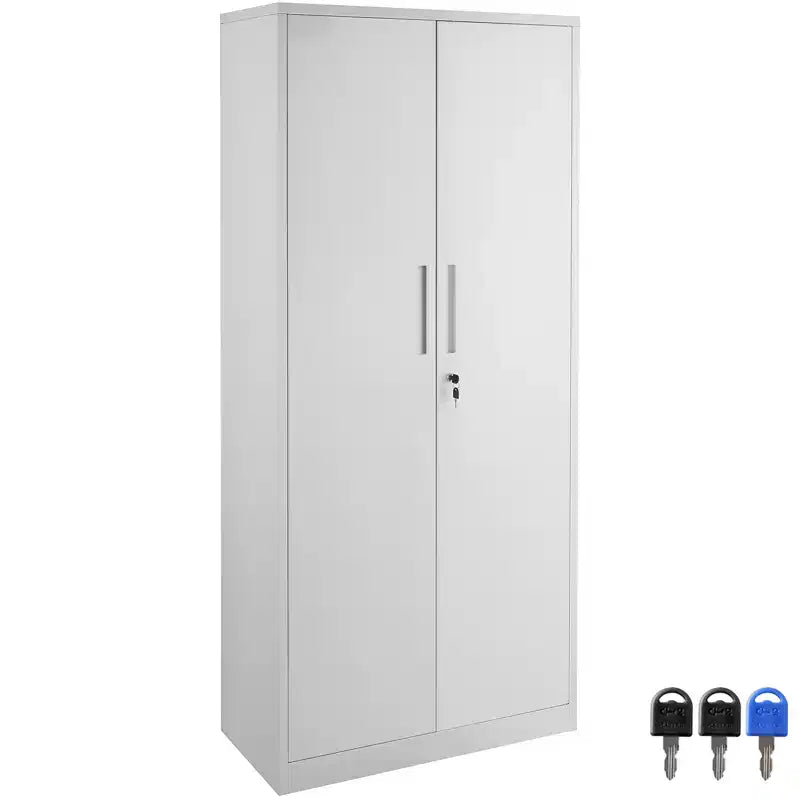 VEVOR Armadio metallico, armadietto in acciaio con serratura, 2 ante magnetiche e 4 ripiani regolabili, armadio in metallo 71'' con capacità di 200 libbre, bianco