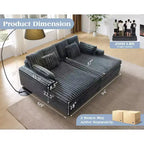 AMERLIFE 93 Divano a due posti con chaise longue doppia, Divano profondo "Cloud" con cuscini lombari e braccioli larghi, Facile da montare, Pelliccia sintetica