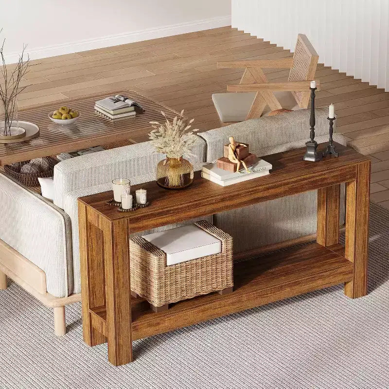 Tavolino console da ingresso a 63 pollici con 2 cassetti, tavolo da divano stretto in legno per soggiorno, corridoio o foyer, tavolino contenitore d'accento