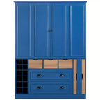 Whisen Armadio Dispensa per Cucina Autoportante Alto 180 cm, Grande Credenza Contenitore per Sala da Pranzo con 4 Ante Pieghevoli, Ripiani, Portabottiglie