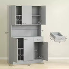71 Armadio dispensa da cucina, mobile contenitore alto con supporto per microonde, credenza da cucina moderna, 3 ripiani regolabili per soggiorno, sala da pranzo