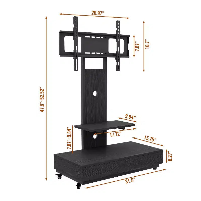 Mobile porta TV per televisori da 32-75 pollici, carrello TV mobile regolabile in altezza con cassetto e ruote per soggiorno, camera da letto, uffici -ModernLuxe