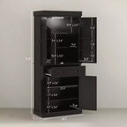 Mobile credenza da cucina da 71" con luci a LED, 6 ante con ripiani, un cassetto e 4 ripiani regolabili