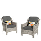 HOOOWOOO, Set di 2 Sedie da Esterno in Rattan Intrecciato con Schienale Alto