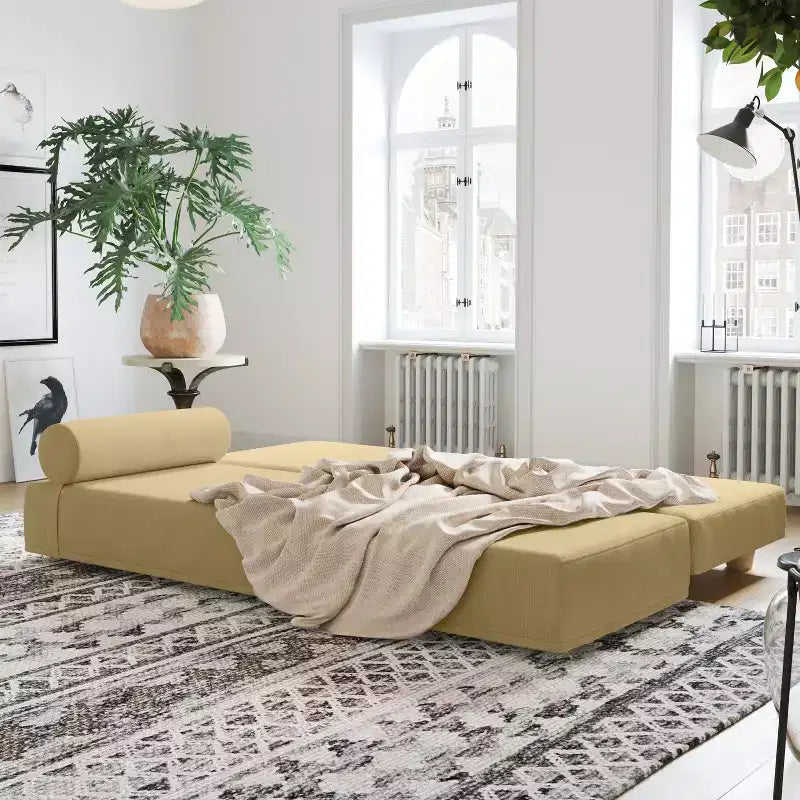 Divano letto / Letto estraibile queen-size - Microvelluto