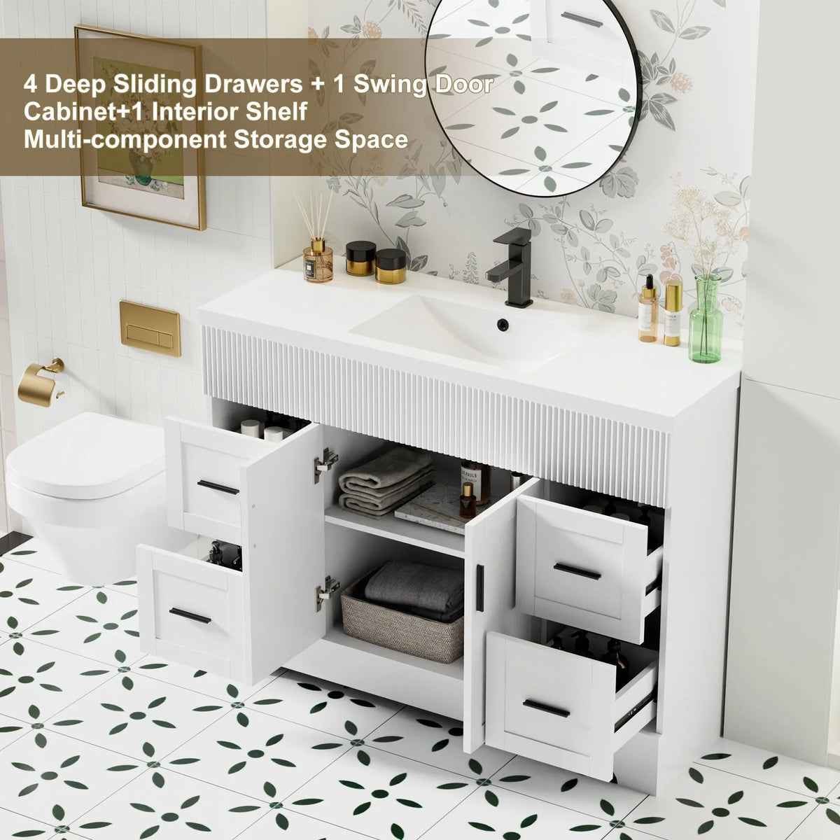 Mobile bagno 30/36/48 Wavy Line con lavabo e rubinetto