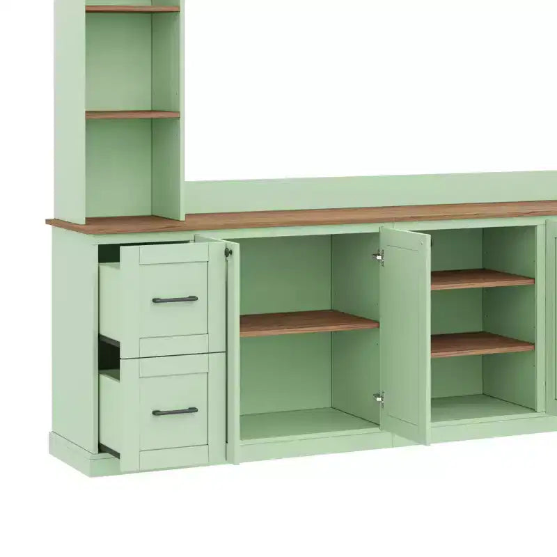ModernLuxe Mobile TV da Parete 4 in 1 per Stile Rustico, Adatto a TV Fino a 70 Pollici, Consolle Multimediale con Ripiani Regolabili e Cassetti