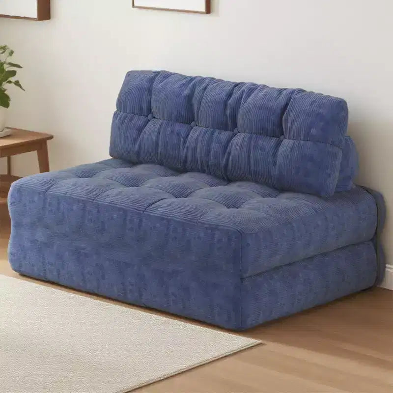 Divano Letto Futon Pieghevole in Velluto a Coste, Sedia Convertibile da Pavimento con Cuscino e Supporto per la Schiena