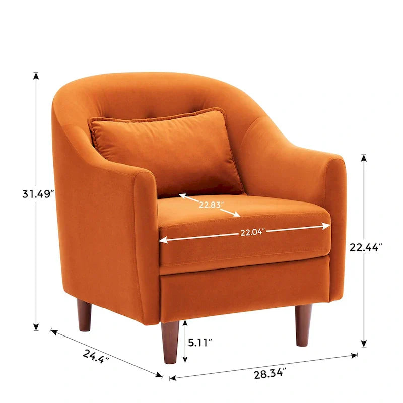 Set di 2 Poltrone Accent, in Velluto a Botte con Gambe in Legno Massello 28,34W