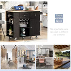 Isola da Cucina Mobile con Presa di Corrente, Piano Ribaltabile e Top in Legno di Gomma