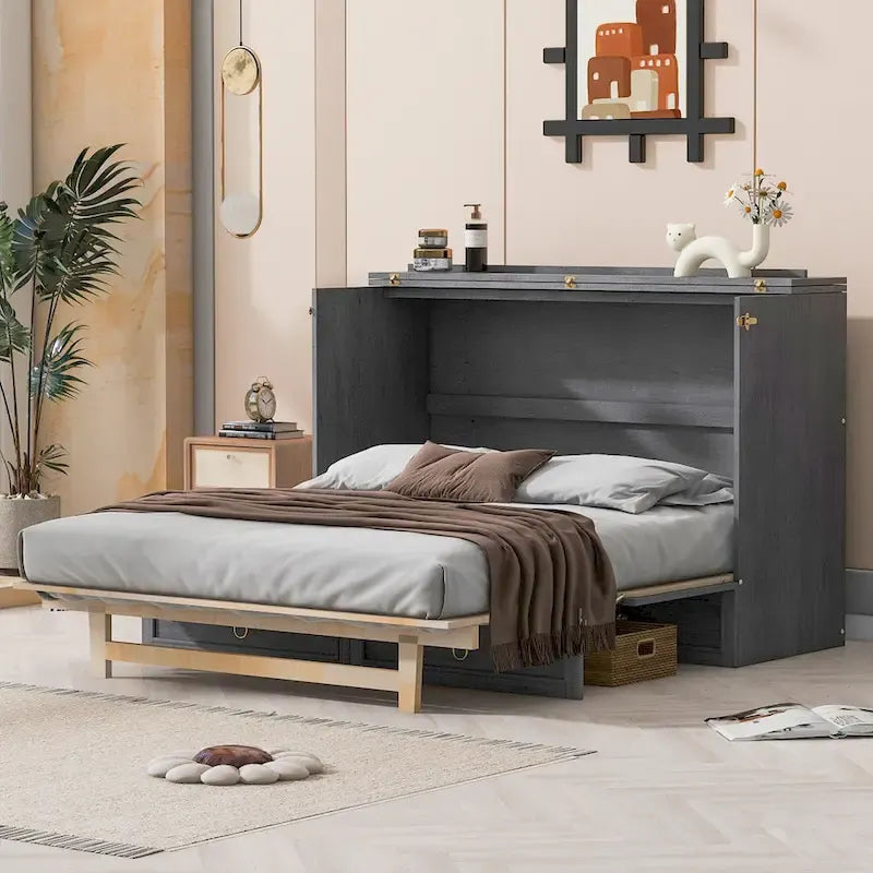 Letto a scomparsa matrimoniale con cassetti grandi