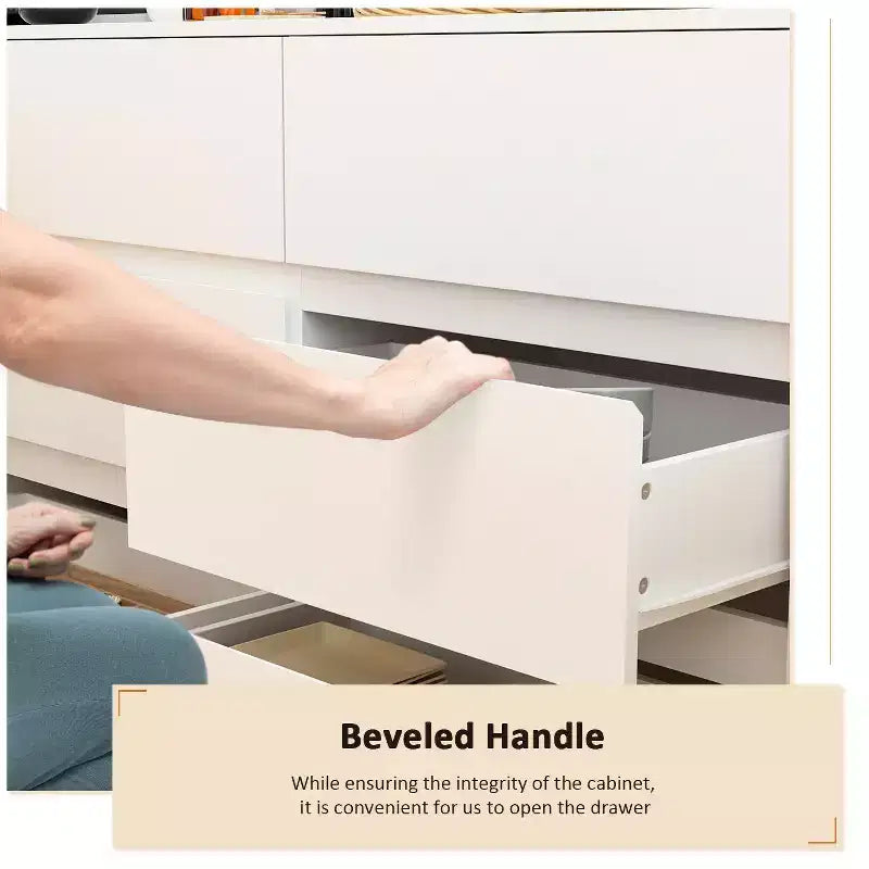 Credenza/Mobile Buffet Intelligente Girevole/Allungabile con 6 Cassetti, Piano d'Appoggio Estensibile, Tappetino Antiscivolo, Tavolo da Pranzo Girevole, Dispensa ad Isola per Cucina