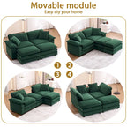 Divano a 2 posti con 2 cuscini, 2 guanciali e 2 pouf, divano confortevole - Divano profondo da soggiorno, divano modulare