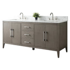 Mobile lavabo doppio Vanity Art 72 per bagno con piano in marmo composito