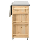Isola da cucina per esterno, in legno di abete rustico con piano in acciaio inossidabile e vani intelligenti