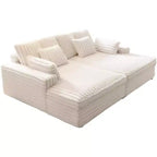 AMERLIFE 93 Divano a due posti con chaise longue doppia, Divano profondo "Cloud" con cuscini lombari e braccioli larghi, Facile da montare, Pelliccia sintetica