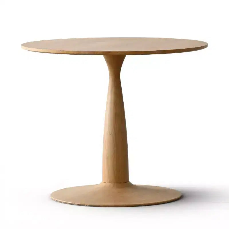 Tavolo da pranzo rotondo moderno con base a piedistallo con finitura effetto legno, tavolino da caffè piccolo per appartamento, sala da pranzo e salotto-Panipeachy