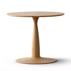 Tavolo da pranzo rotondo moderno con base a piedistallo con finitura effetto legno, tavolino da caffè piccolo per appartamento, sala da pranzo e salotto-Panipeachy