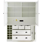 Whisen Armadio Dispensa per Cucina Autoportante Alto 180 cm, Grande Credenza Contenitore per Sala da Pranzo con 4 Ante Pieghevoli, Ripiani, Portabottiglie