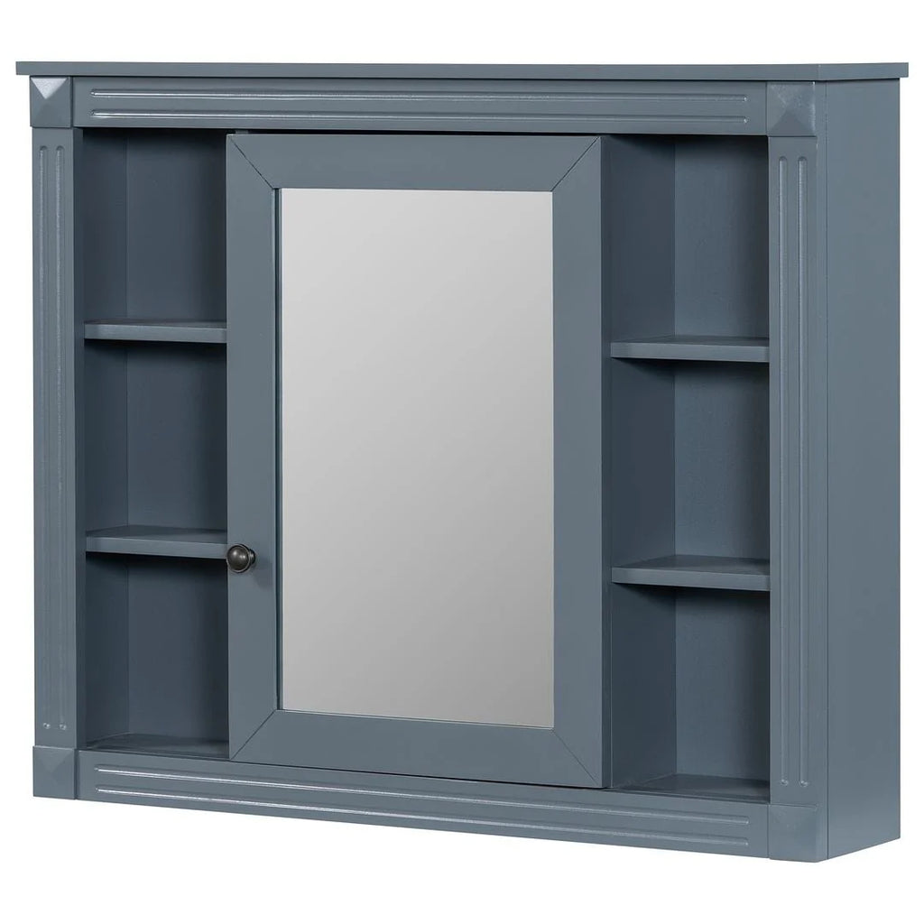 Mobile Bagno Moderno da 90cm con Lavabo Integrato e Specchiera, 2 Ante e 2 Cassetti
