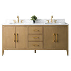 Mobile lavabo doppio Vanity Art 72 per bagno con piano in marmo composito