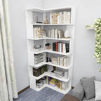 Libreria ad angolo in legno multistrato con 6 ripiani